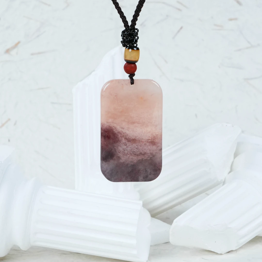 Y -668 天然金丝玉紫罗兰渐变平安牌【配绳】