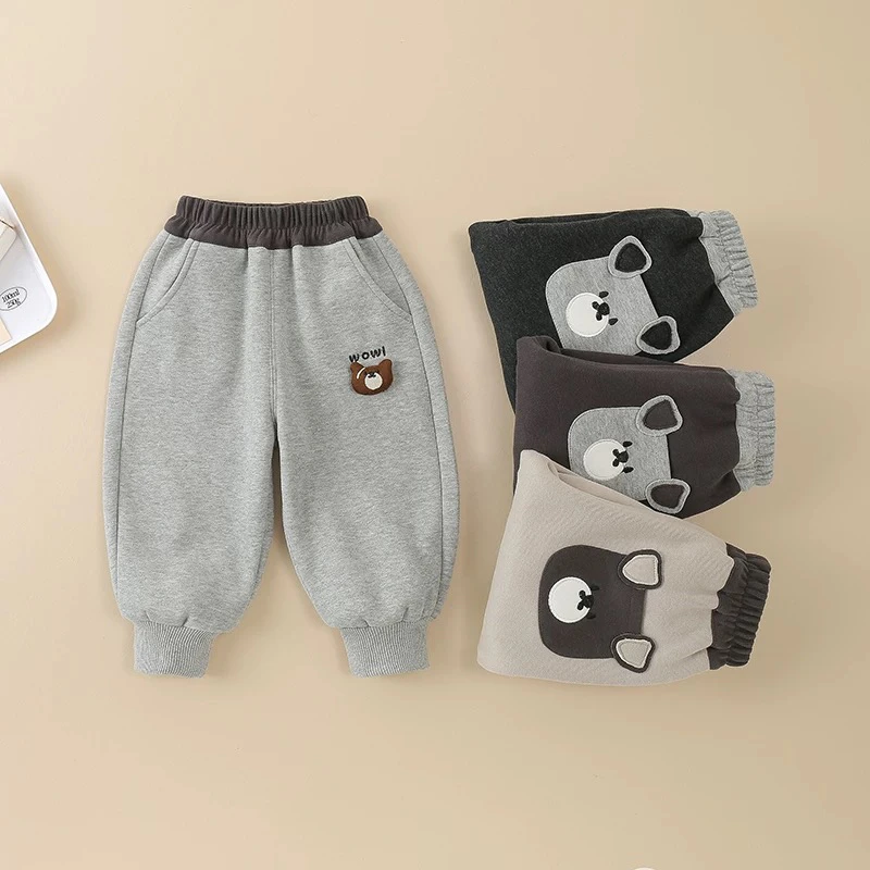 男童秋冬加绒休闲裤宝宝外穿保暖一体绒加厚长裤小童运动裤子潮