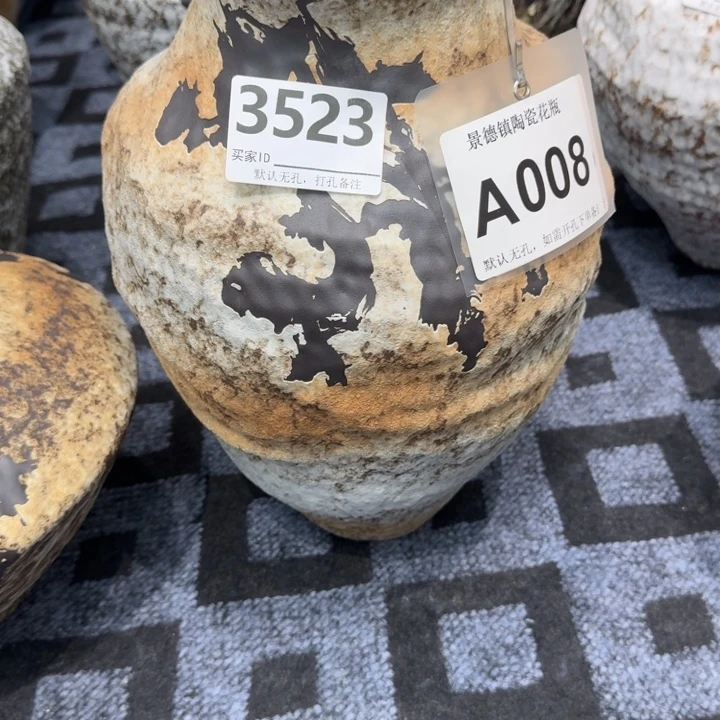 猪***三瓷片景德镇高温花器编码3523高36口10默认无孔