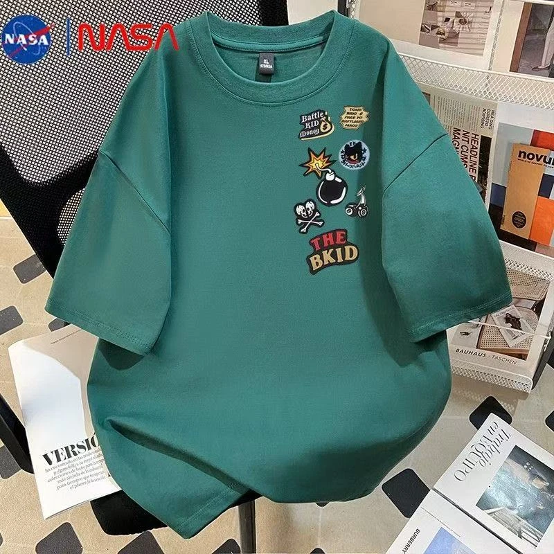 短袖迷彩人物针织宽松型夏季T恤