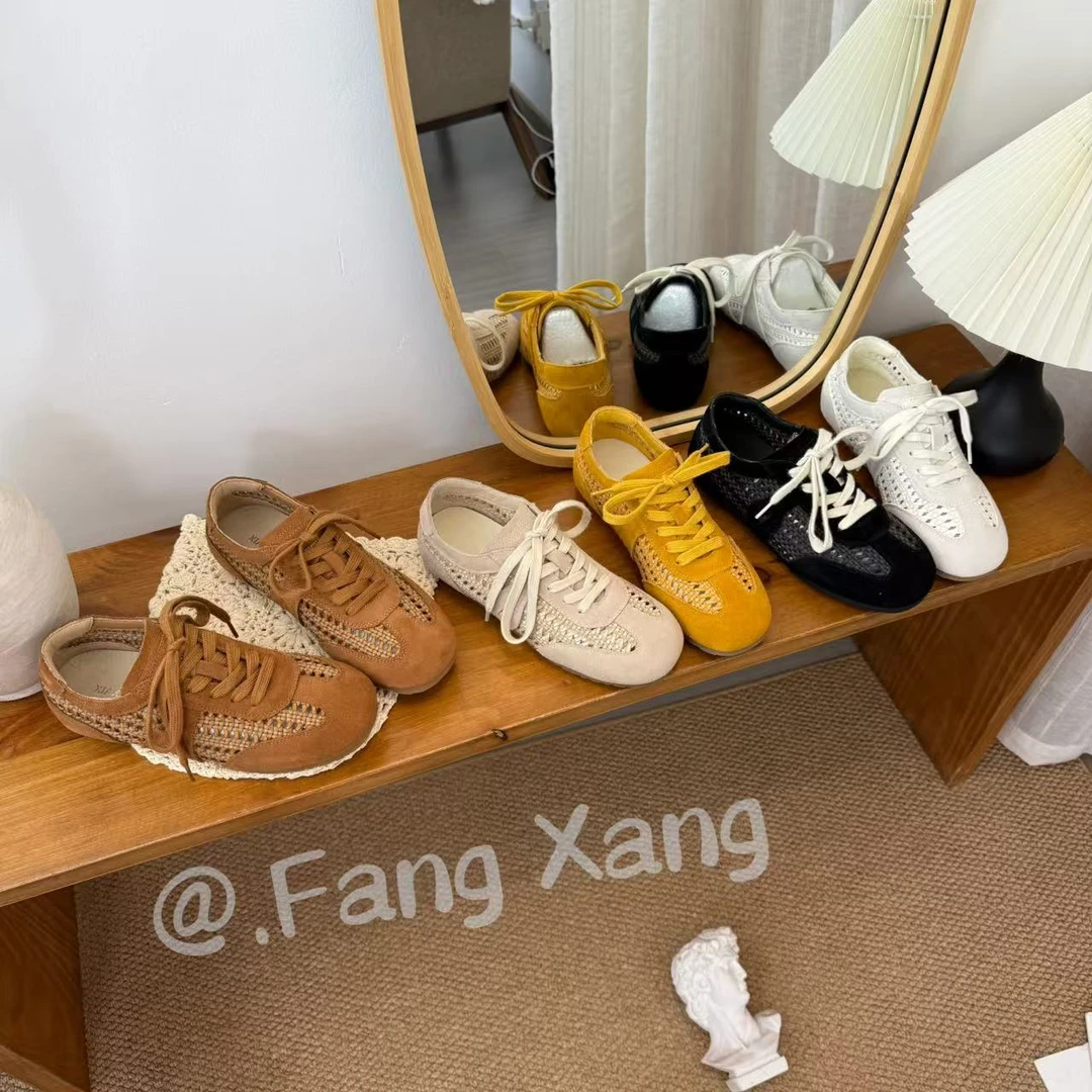 【方向】有灵”回归自然手工钩编工艺内增高3.5cm德训鞋