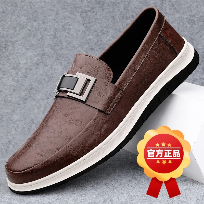 豆豆鞋男款2025新款鞋子夏季透气小皮鞋男士一脚蹬休闲鞋男鞋爆款
