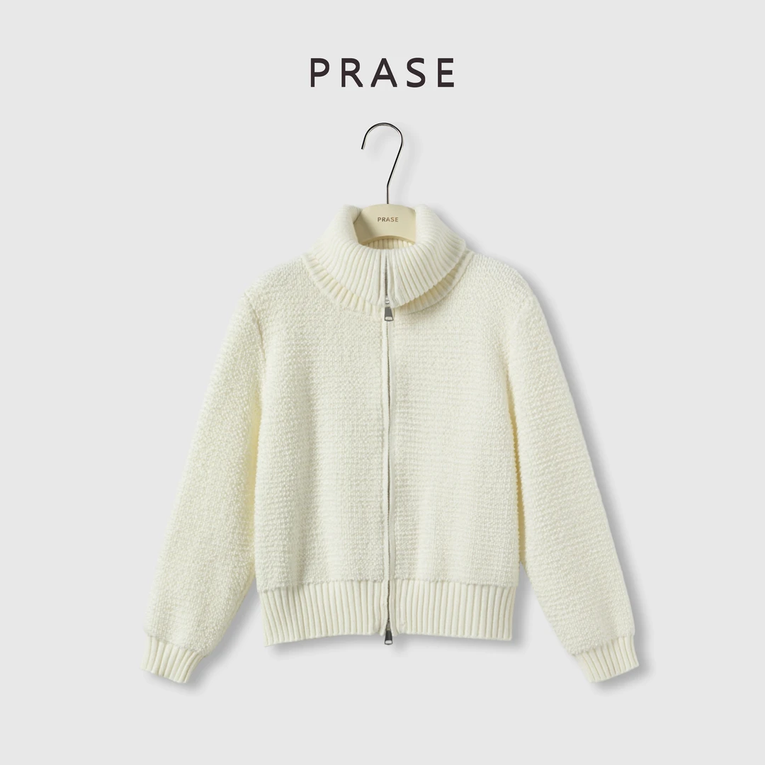 PRASE·噜【织间温度】微胖气质秋冬百搭高领拉链针织毛衣女PR510B41