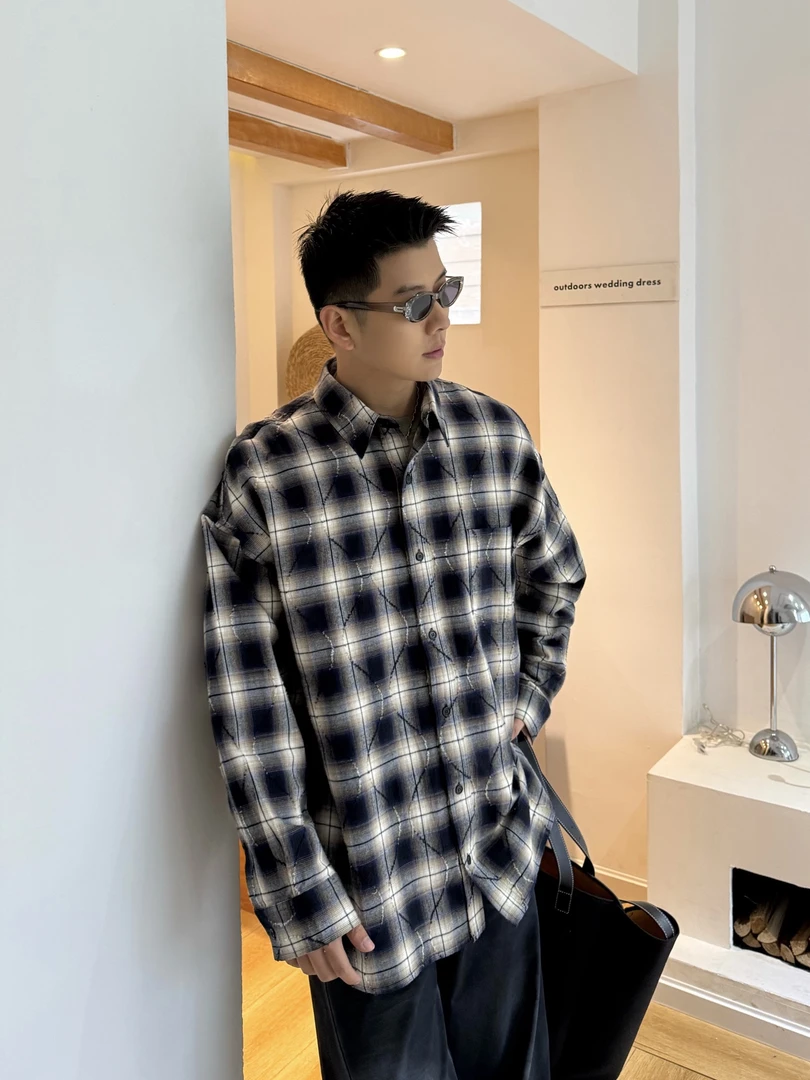 【GV】春季100%长绒棉格子衬衫600581