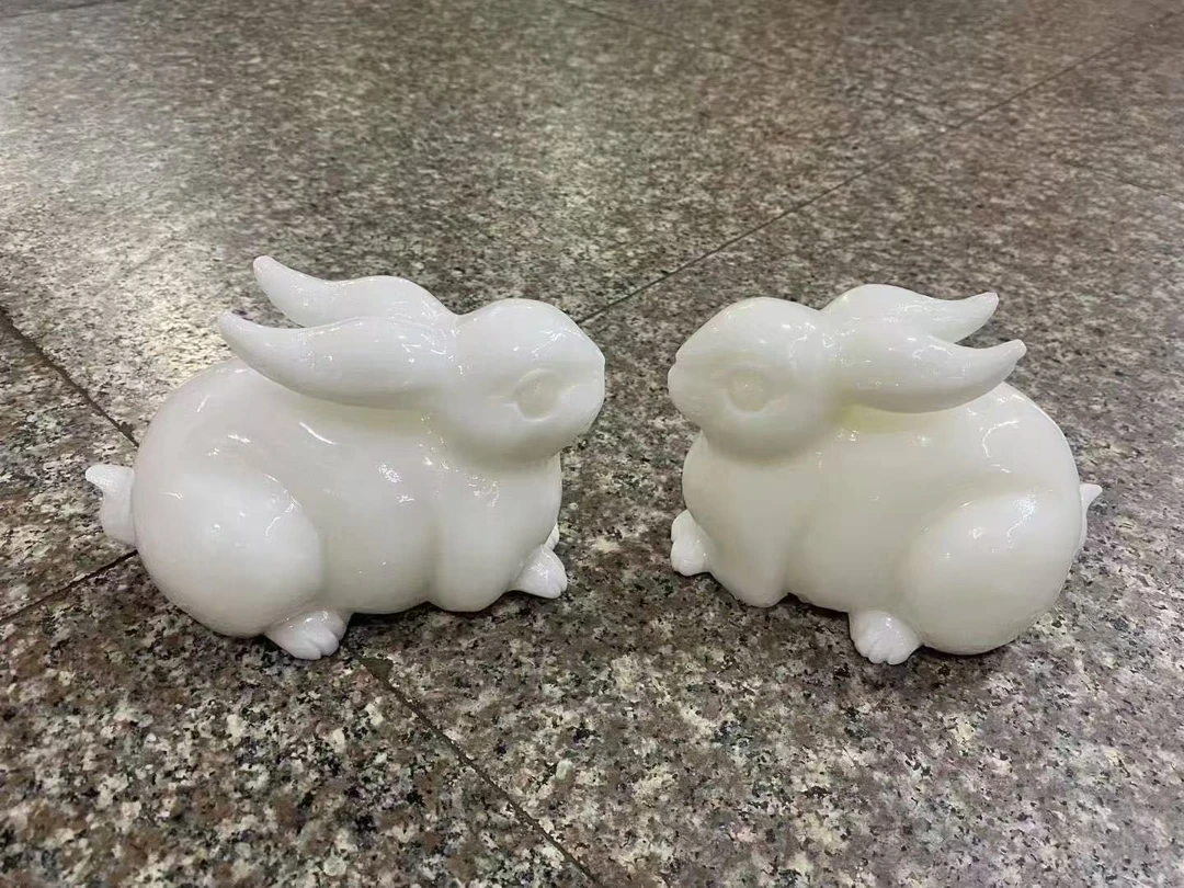 岫玉摆件小摆兔子