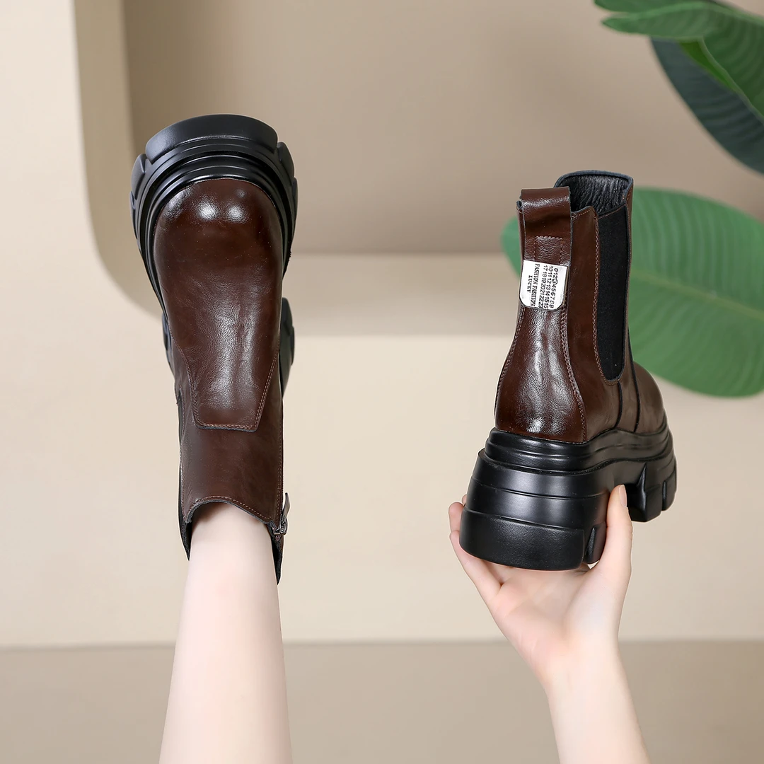 增高马丁靴女2025年秋冬季新款10CM厚底英伦风百搭加绒保暖短靴子