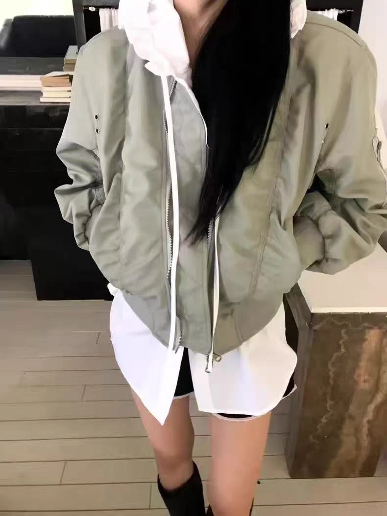现we are女2025韩国东大门秋季款褶皱棒球领休闲短款夹克外套