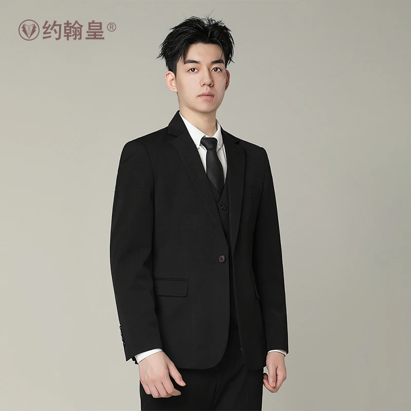 英伦时尚商务通勤男士休闲西服套装韩版修身职业正装婚礼服男西装