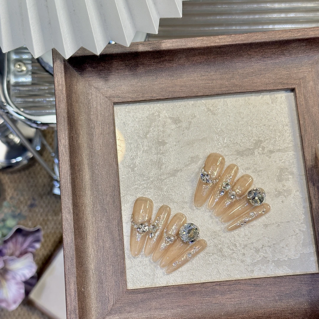 【雾散时见】施华洛猫眼显白气质/穿戴甲夏季手工粉色