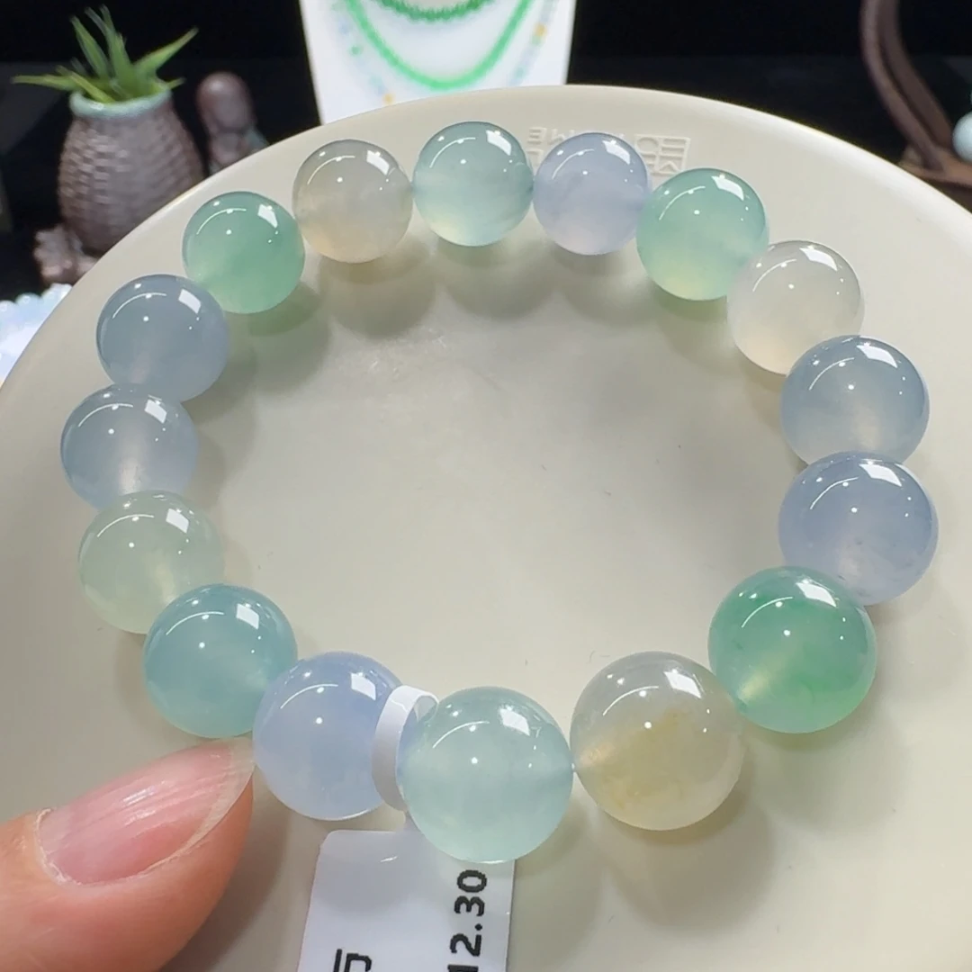 未镶嵌手链翡翠高冰果冻马卡龙多宝单圈12.5mm