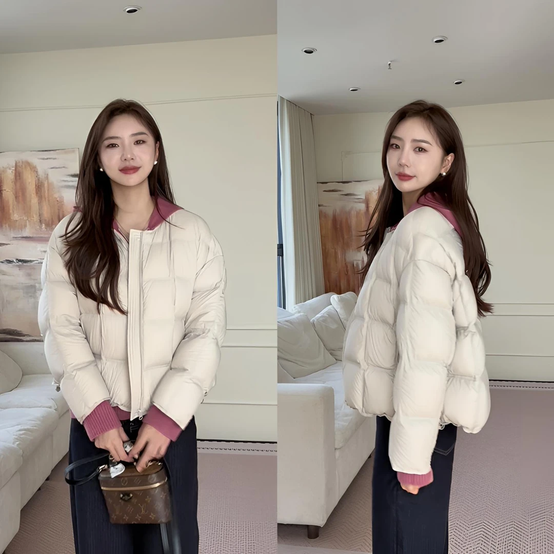 【余欢欢】冬季简约百搭新国标90白鸭绒短款羽绒服-YHW50994