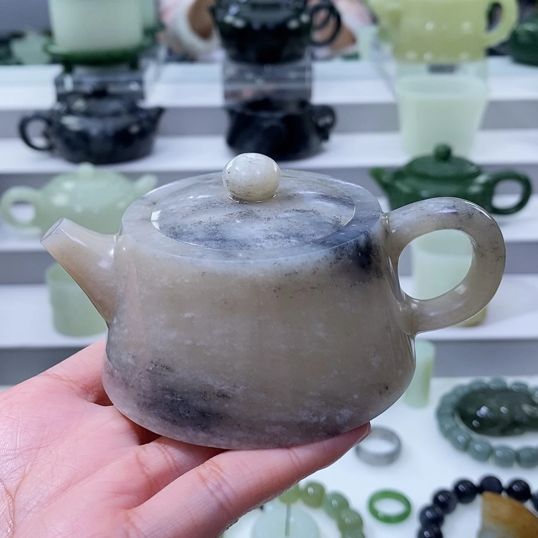 和田玉未镶嵌挂件茶壶