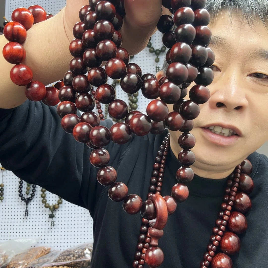 大叶紫檀（黑酸枝木类）紫檀1.2餑挂跑环108粒