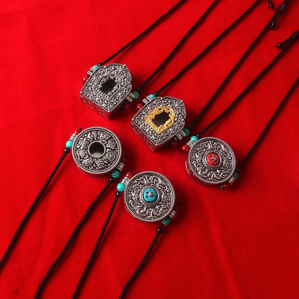 非金属涤纶项链 藏式项链圆形铜合金不掉色吉祥平安护身嘎乌盒