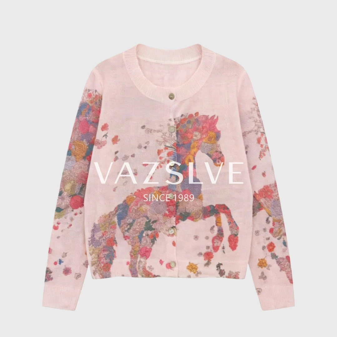 【VAZSLVE/全新奢品】捡漏 羊毛马海毛繁花马提花开衫毛衣msl1359