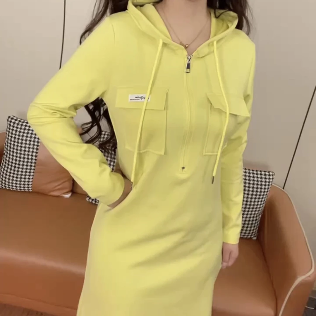 新款时尚休闲连帽卫衣裙