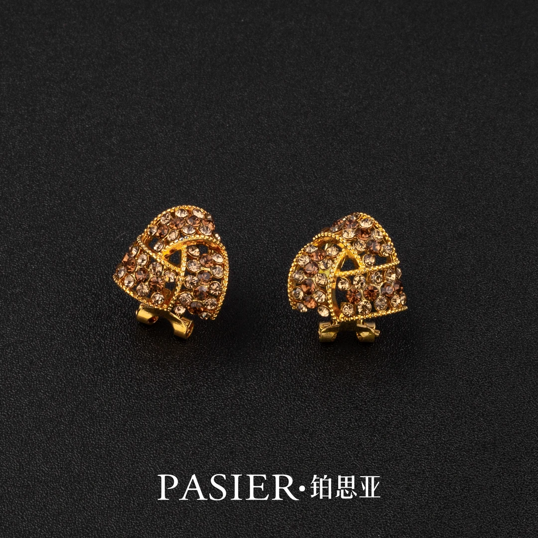 铜合金合成锆石耳饰 铂思亚格蕾系香槟 [金粽] 耳环BD1851香槟