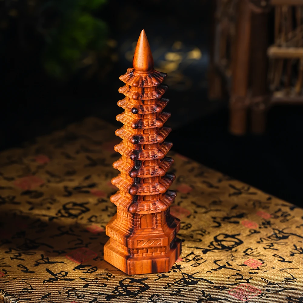 雷 桃木 塔摆件（备注）-102731