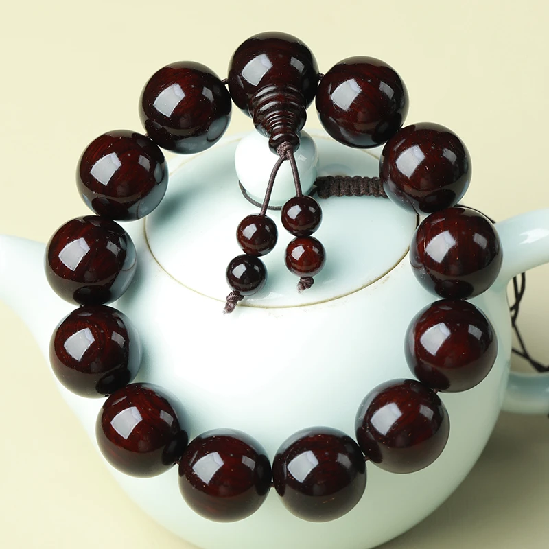 泥料带星印度小叶紫檀18mm*13颗佛珠手串盘玩珍藏品