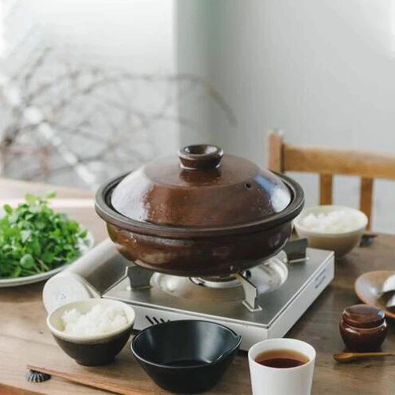 日本进口信乐烧复古粗陶耐高温炖锅汤锅土锅砂锅煲汤锅燃气灶炖锅