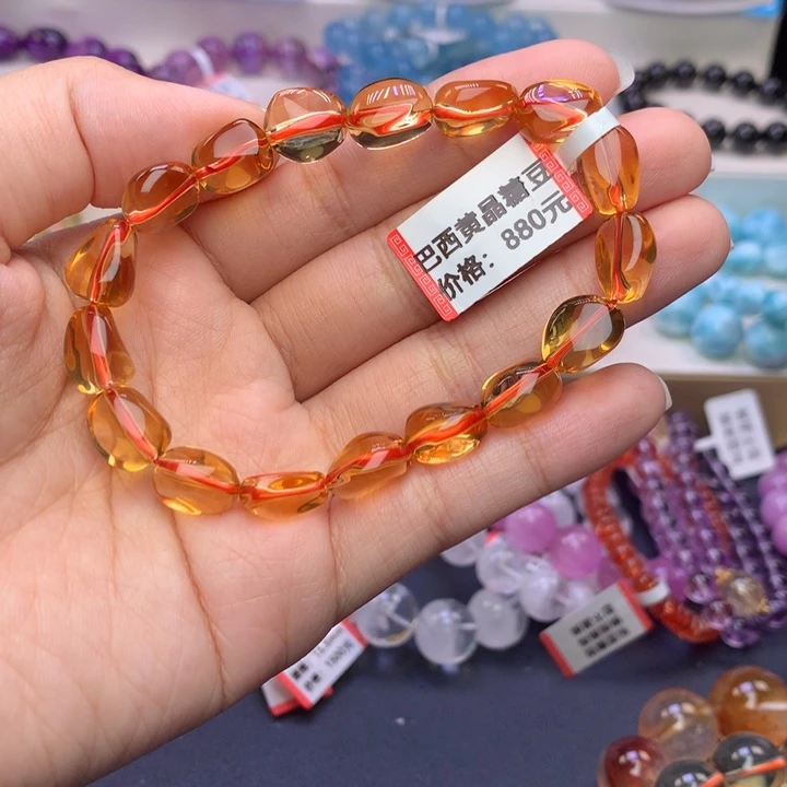 水晶手链未镶嵌巴西黄晶糖豆