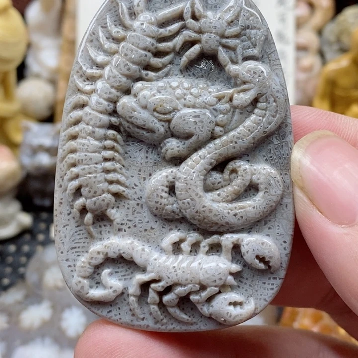 颈饰未镶嵌硅化珊瑚（珊瑚玉）