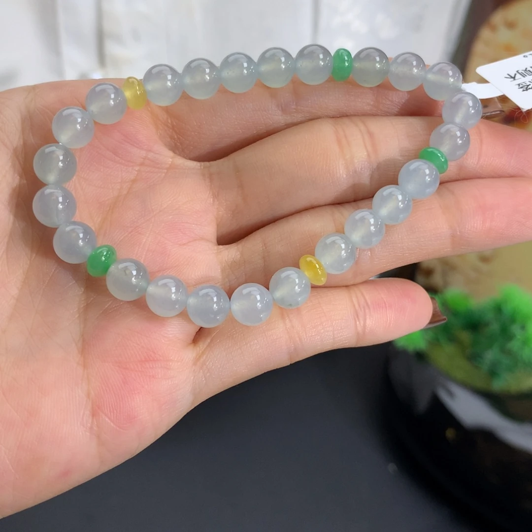 未镶嵌手串翡翠卡6.8冰胶蓝手串
