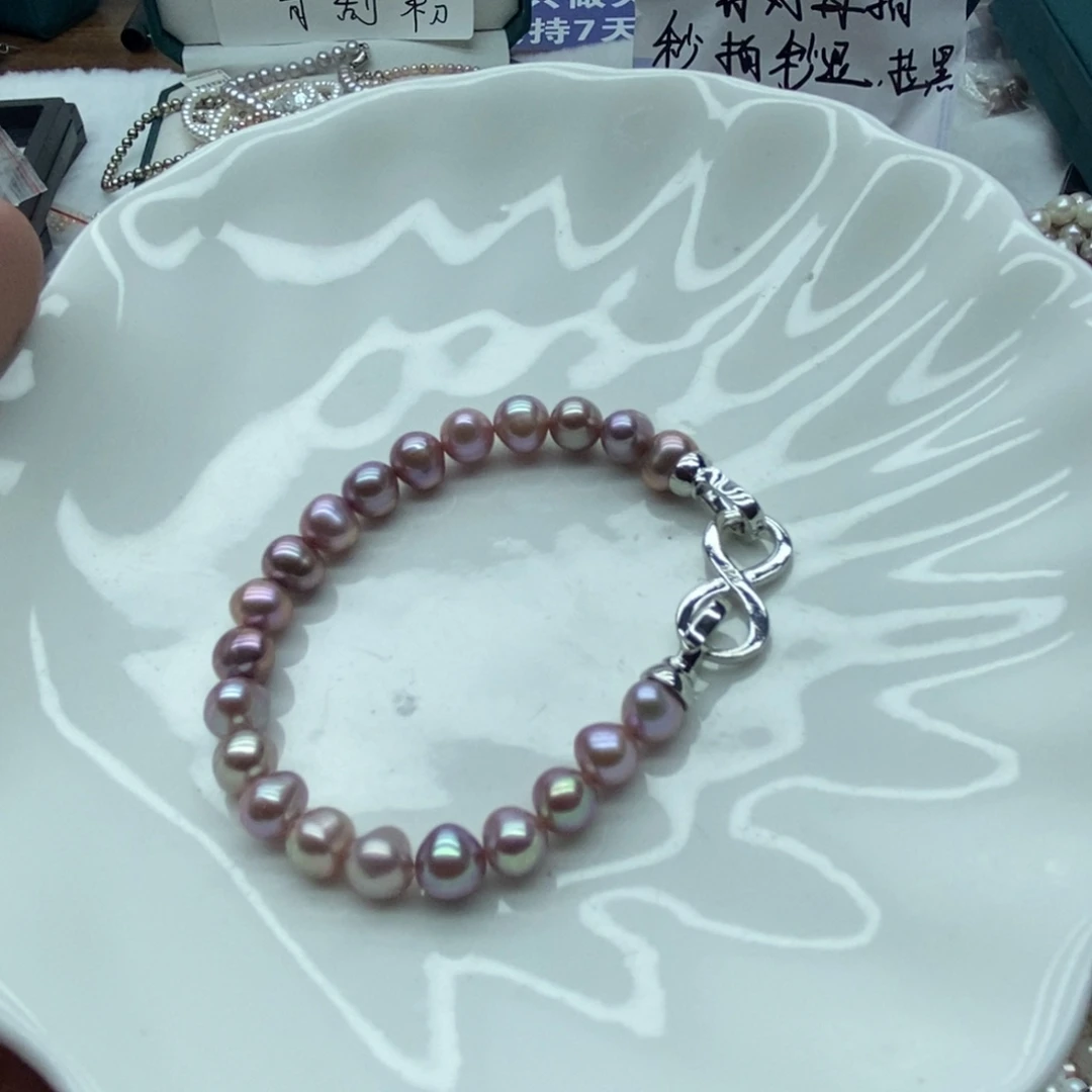 银S925镶嵌天然淡水珍珠无人工干预淡水珍珠28