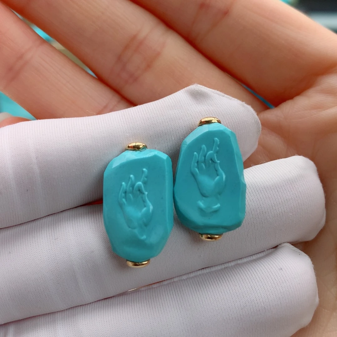 绿松石18K金镶嵌珠宝奇石