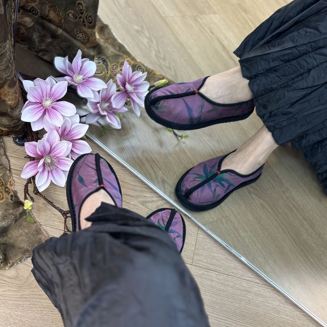 西楚（紫竹两片）气质新中式时尚复古经典重工百搭低帮手工布鞋