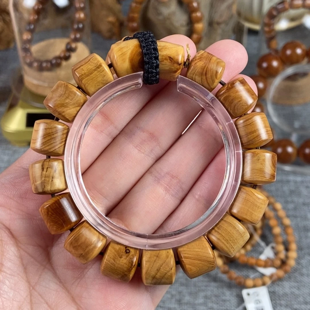 柏木（崖柏）手串/手链北太行1.2黑油骨料桶珠闪电