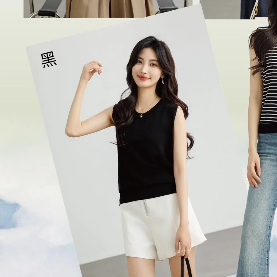 9916款莱赛尔纤维时尚潮流轻薄透气顺滑宽松圆领背心