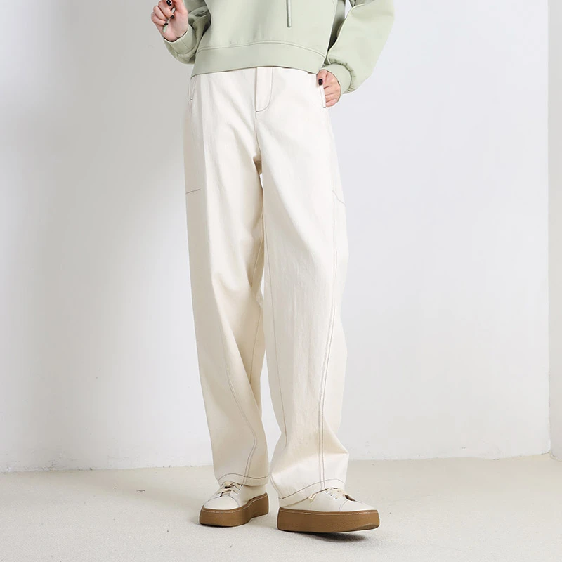 Jane express/简表达25春新款香蕉裤白色休闲阔腿宽松CKZ5001