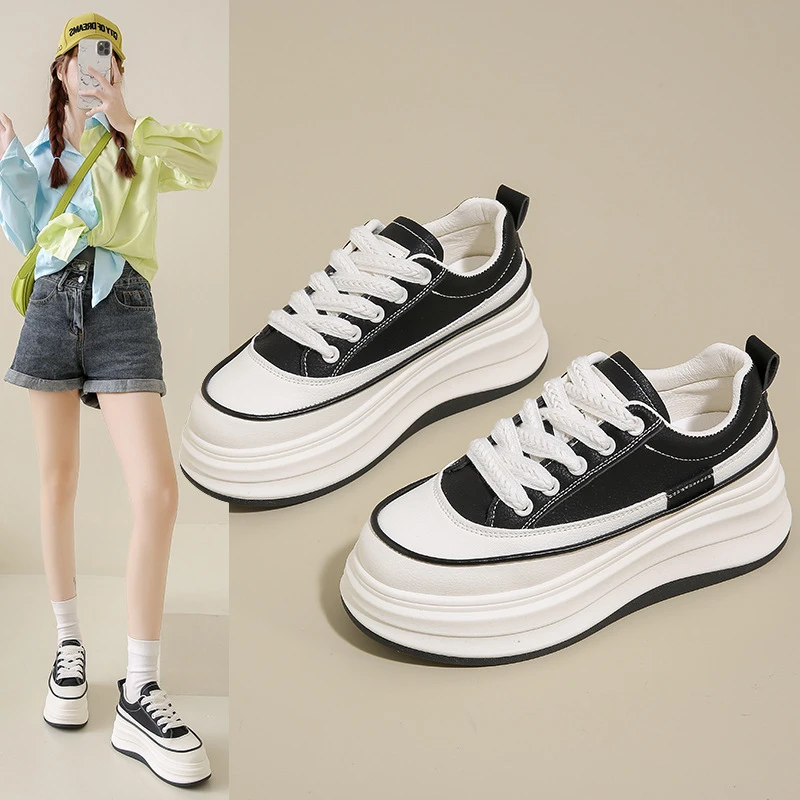 2025春季新款韩版透气小白鞋女学生厚底百搭休闲运动板鞋