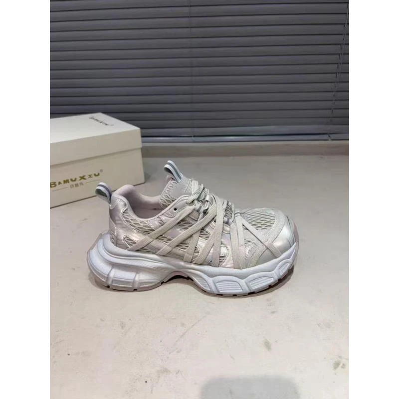 厚底时尚新款老爹鞋女鞋新款运动休闲鞋增高绑带真皮5510