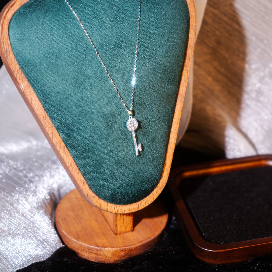 吊坠925银莫桑石 手工相扣原创设计银色甜美风通用饰品JWN0222M