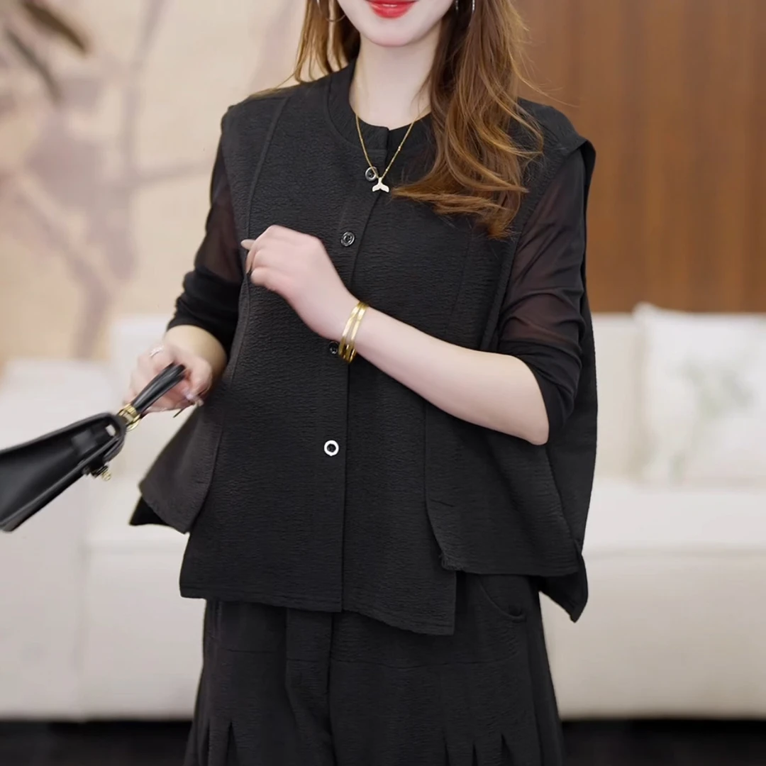 8530德泉峰新款上新休闲潮流百搭舒适气质马甲洋气复古纯色红色