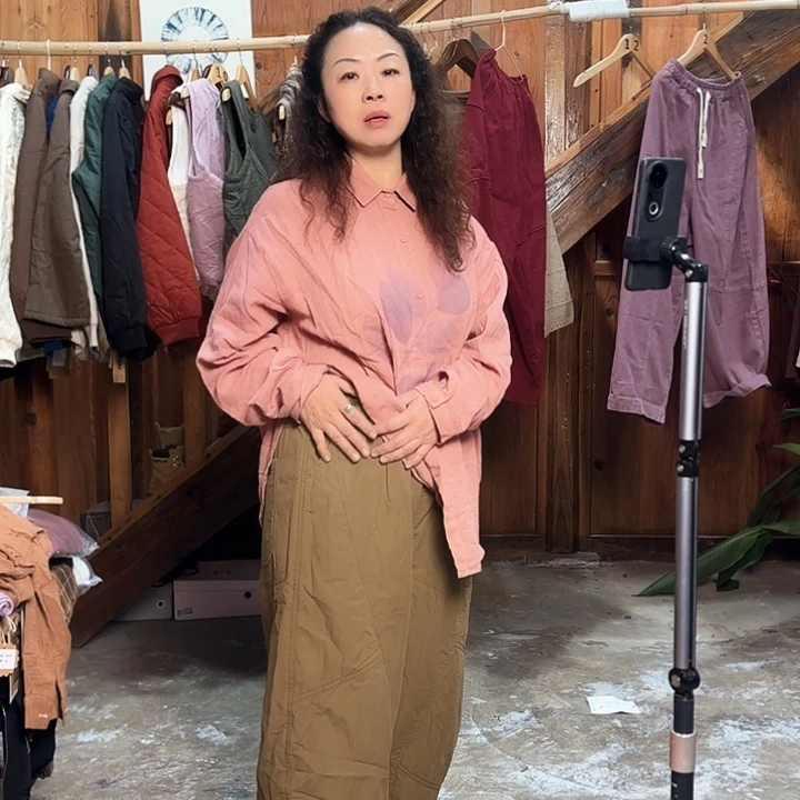 卡其色直筒阔腿长裤加厚保暖长裤女