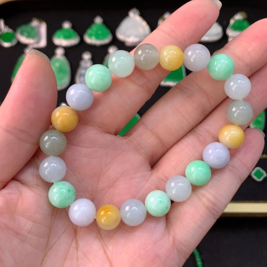 翡翠未镶嵌手串有纹