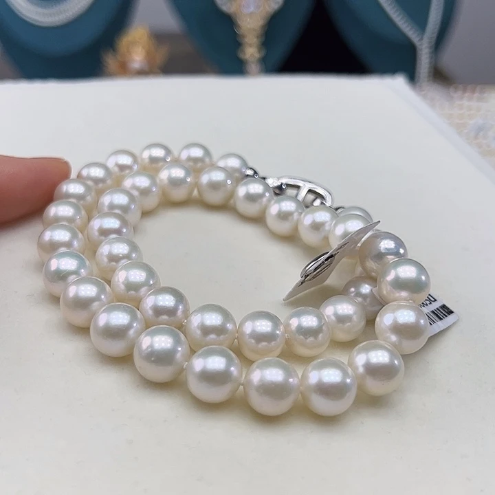 颈饰银S925镶嵌淡水珍珠➕10-11高品极光炫彩澳绿