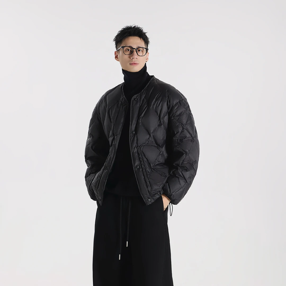 GCCDUPE77『零负重』90新国标白鸭绒水波衍缝无领夹克轻薄羽绒服