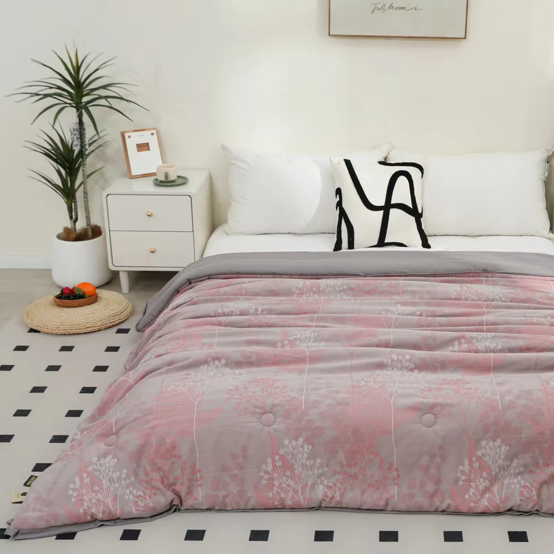 【山木花蒂】200*230cm全棉埃及棉羊绒蛋白提花双层纱冬被 约2.9kg