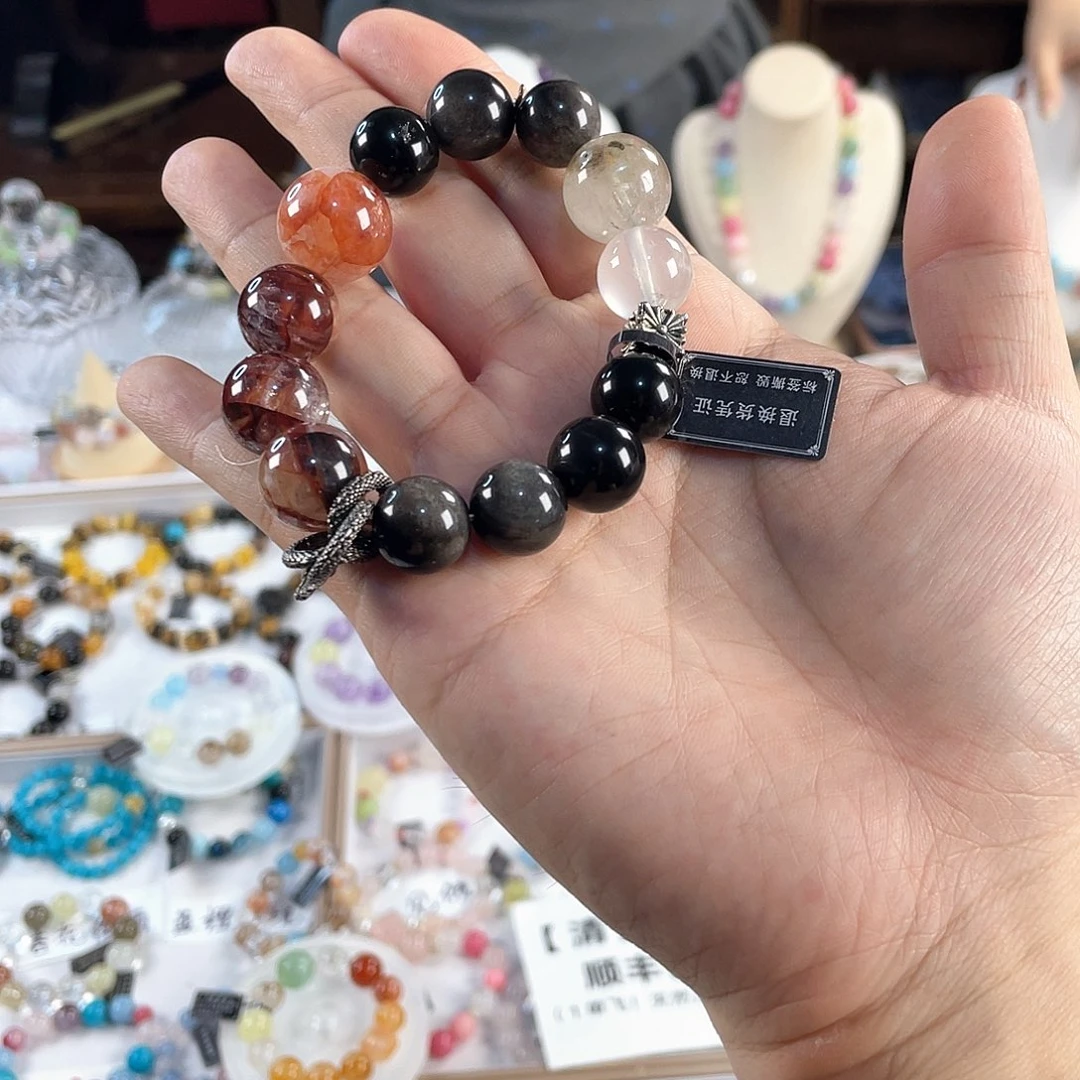 水晶手链银S925镀金镶嵌