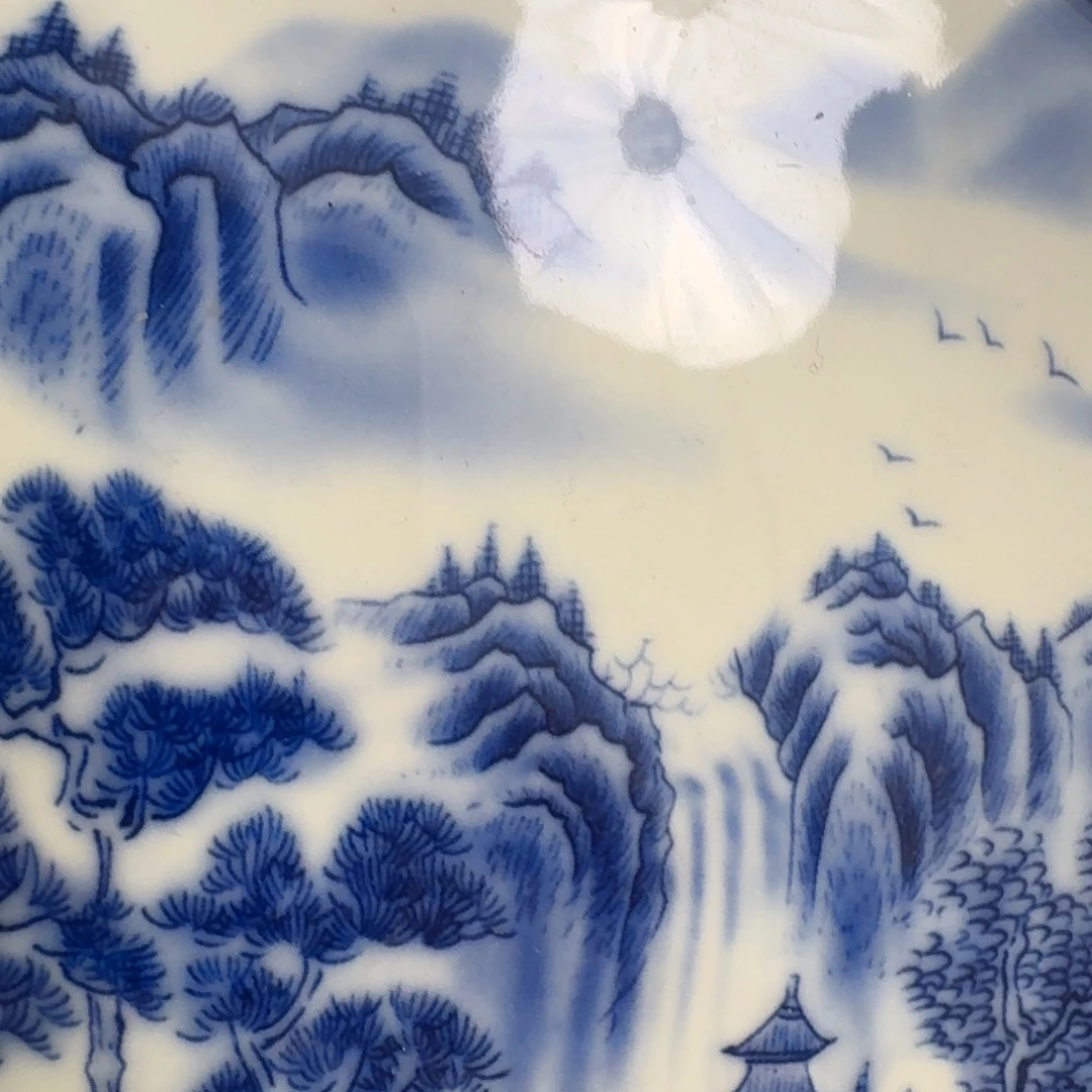 摆件青花山水大壶承