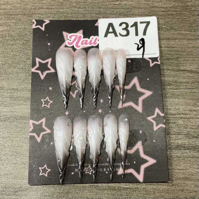 龙爪兽甲纯手工穿戴甲渐变立体感气质时尚小众设计美甲美甲钻粉色