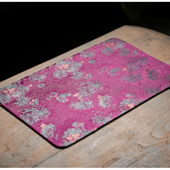 纳兰-<蝶影秋菊>紫黑色双面圆角织锦茶席66*36（慢蓝S0840）