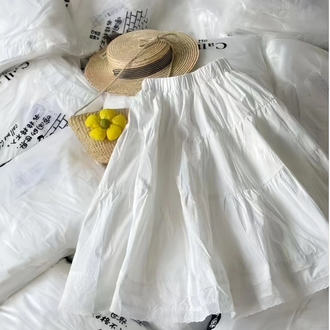 2025夏季新款【叫我格格】刺绣纯棉高腰拼接女童半身裙  57195