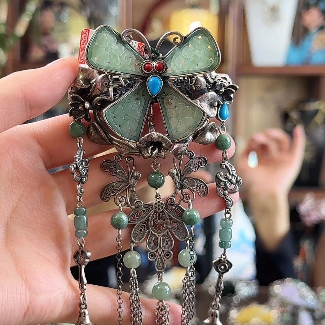 翡翠银S925镶嵌发饰