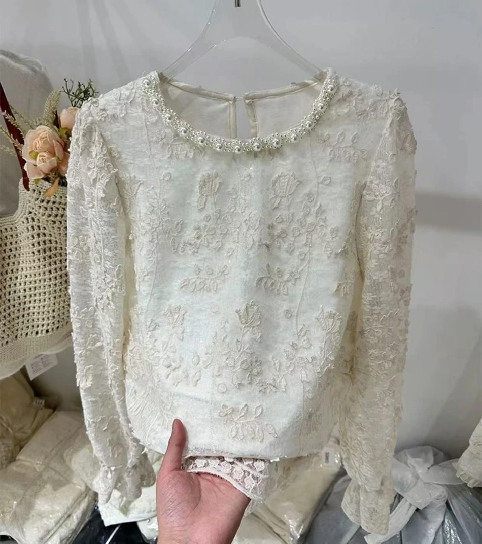 Z2603#早春新款蕾丝上衣欧韩风洋气款