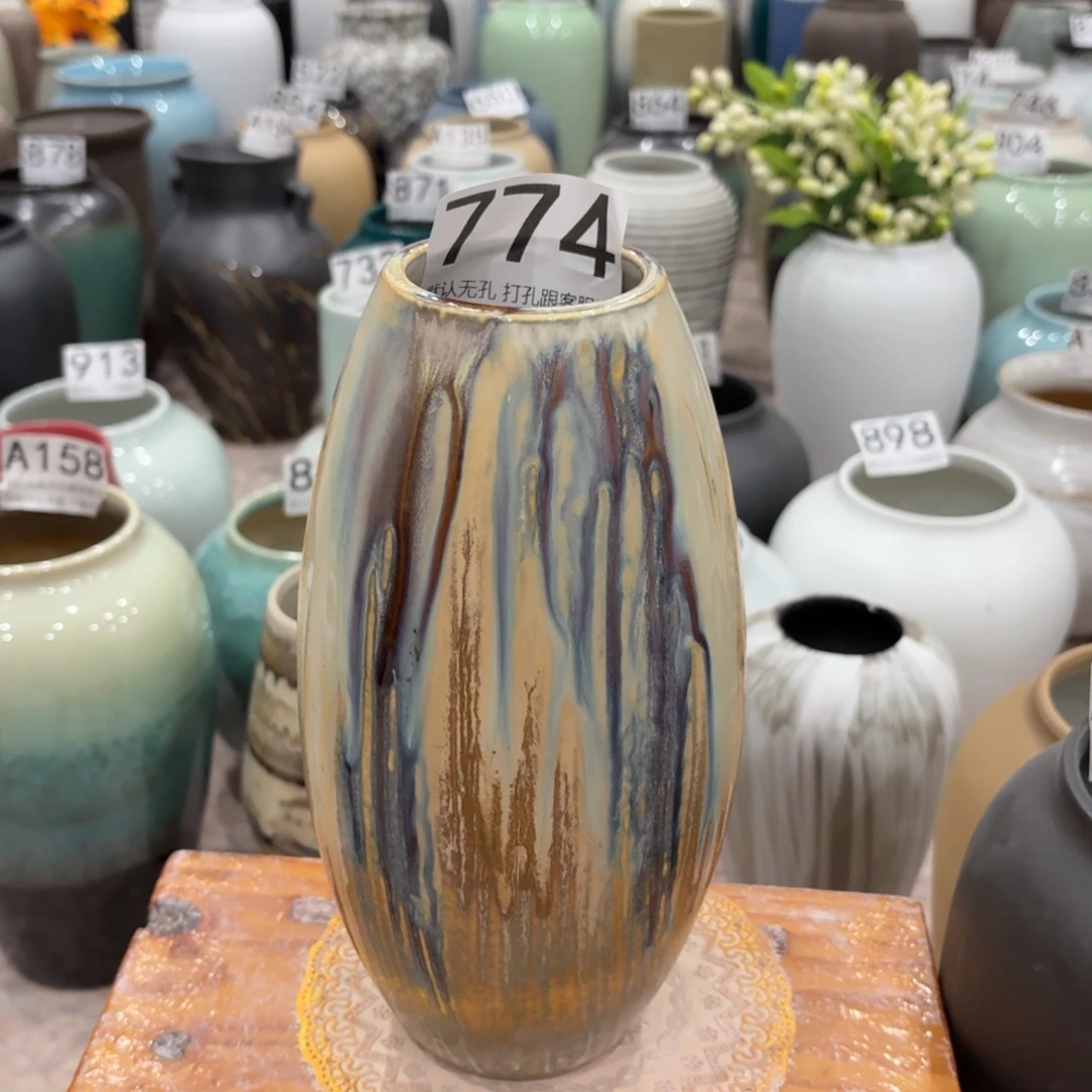 摆件774 景德镇陶瓷花瓶高24口6